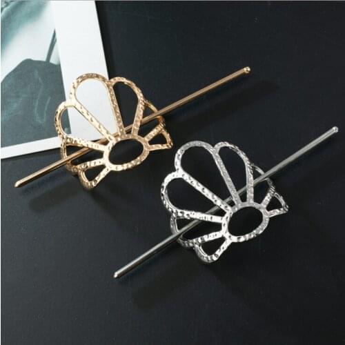 10pcs Fan-shaped Hollow Alloy Hairpin Female Hair Accessories Fashionable Personality Hair Pins