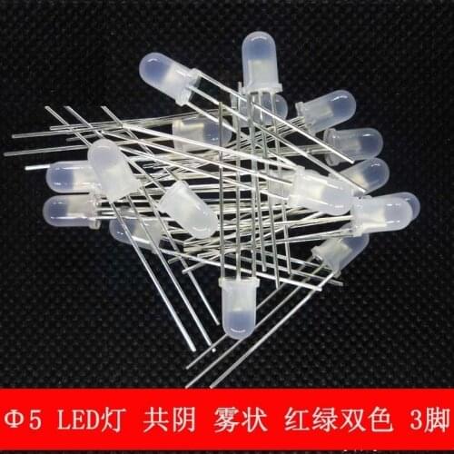 1000pcs/lot 5MM LED light mist red and green common cathode LED color light-emitting diode 3 feet