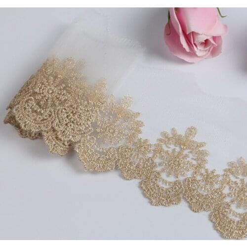 20Yards 10cm Wide Gold Lace Trim for Bridal Costume or Jewelry Crafts Sewing Embroidery Ribbon Fabric Mesh New Arrival