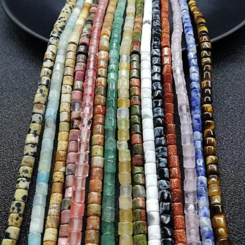 4x4mm Tube Shape Natural Stone Beads Fit Bracelet Necklace Jewrlry Making DIY Small Cylinder Loose Stone Beads Strand 15