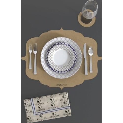 8pcs/set Solid Design Placemats With Coaster Non Slip Table Mats Kitchen Wood Mdf Accessories Home Pad Coaster Dining Table