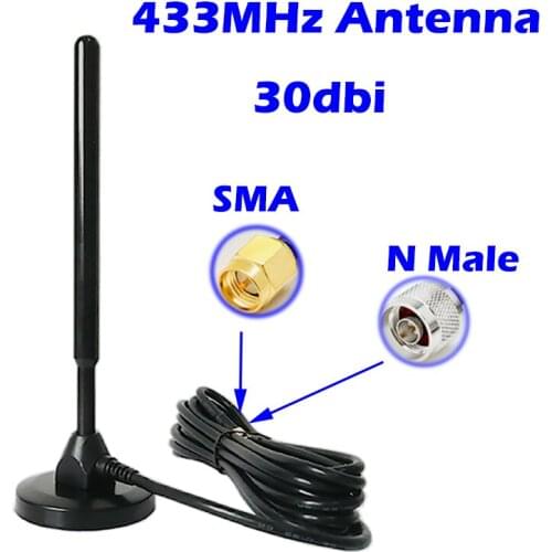 433MHz Antenna 30dbi High Gain OMNI Aerial SMA N Male Connector 3metercable for Repeater Gateway Node Extender Big Magnetic Base
