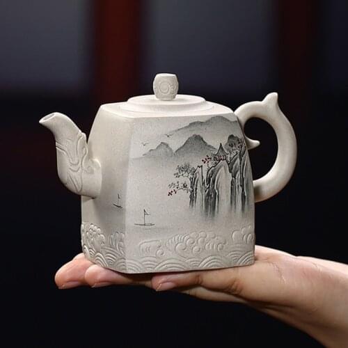Yixing Teapot Landscape Master Handpainted Ore Mud Kung Fu Kettle Creative Teaware Send Gift Box