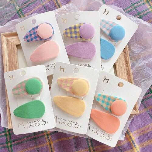 Korean Style Children Fashion Hair Pins Small Nice Candy Color Big Button Water Drops Hair Clips for Girl Hair Accessories
