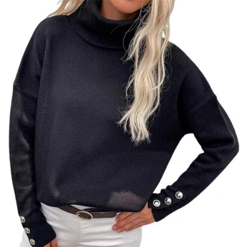 Stretchy All-matched Solid Color Women Pullover Sweater Ladies Clothing