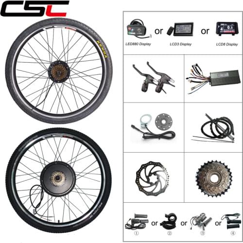 Electric Bicycle Conversion Kit 36V 250W 350W 48V 500W 1000W 1500W Ebike 20 24 26 27.5 28 29inch 700C Front Rear Wheel Motor