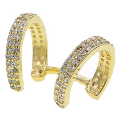Clip On Earrings double line Gold color bling cz Ear Cuff 1 piece Circle no piercing Women Earrings Ear Wrap Earcuff Brincos