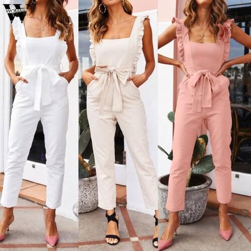 Women Jumpsuit Ruffled Sleeveless Jumpsuit Summer Ladies Off Shoulder Playsuit Bohe Off Shoulde Jumpsuit Casual Romper Holiday