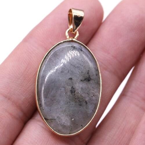 Natural Stone Pendant Oval Exquisite Semi-precious For Jewelry Making DIY Necklace Bracelet Earrings Accessory