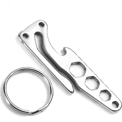 Stainless Steel Multi-tool Keychain Survival Tactical Gear Bottle Opener, Hex Key Wrench Universal Everyday Carry Pocket Tool