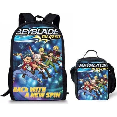 Fashion Teenager Boys Beyblade Burst Printing Cartoon Student Schoolbag Set Children Cool Schoolbags Backpack with Lunchbag