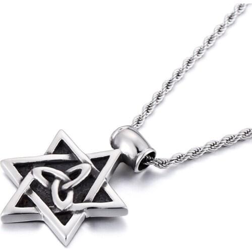 Fashion Titanium Steel St. Angel Guardian Pendant Hot Vintage Pentagram Round Tag Mens