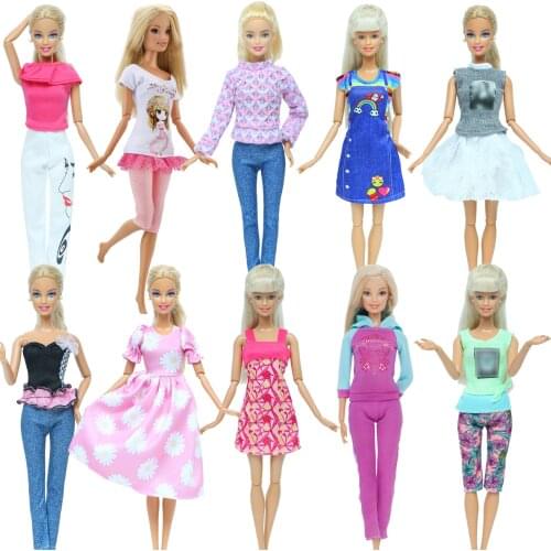 Handmade Princess Doll Outfit Daily Casual Dress T-shirt Pants Trousers Clothes for Barbie Doll Accessories Play House Kids Toy