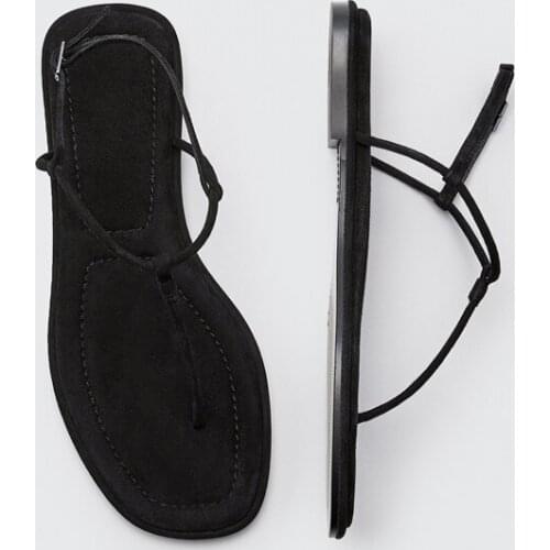 2021 Summer New All-match Floppy Flat Shoes Net Red Word Roman Sandals Female Korean Version Flats Glaidator sandalias Slippers