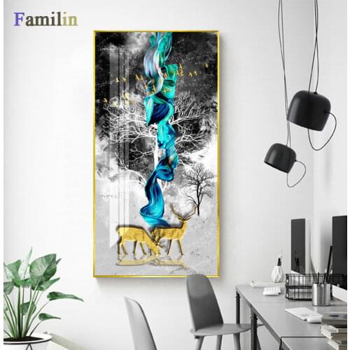 New Abstract Style Foggy Mountain Forest Lanscape Canvas Painting Poster And Print Wall Art Pictures For Living Room Home Décor