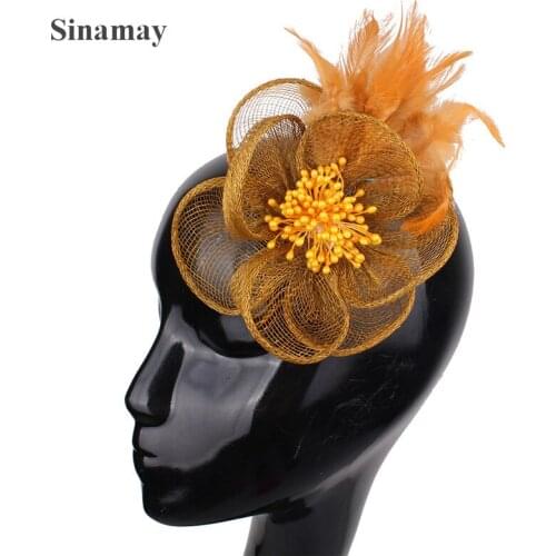 Charming Sinamay Hair Accessories Fascinator Headwear Elegant Colorful Mesh Feather Flower Party Show Millinery Cocktail New