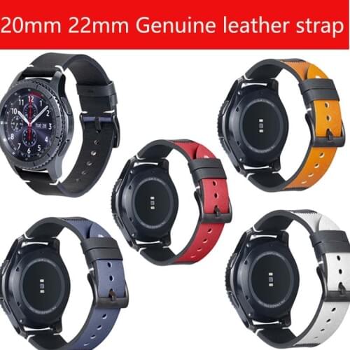 22 20 band for samsung galaxy Aactive2 42 46 s3 band genuine leather belt Ticwatch s2 amazfit 3 2 Huawei GT 2E leather strap