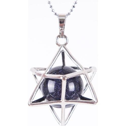 Reiki Natural Stone Merkaba Pendulum for Wicca Drowsing Hexagram Pendule Round Crystal Quartz Beads Pendants Jewelry D739-D754