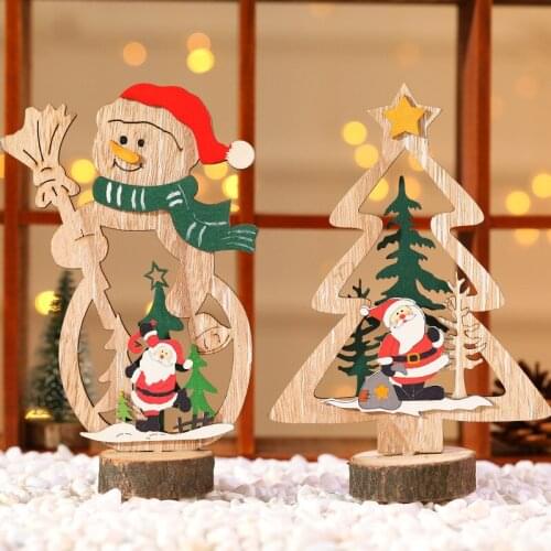 Christmas Wooden Decor Santa Claus Christmas Tree Decoration Home Gifts Xmas Ornaments Navidad Desktop Decor New Year Bedroom