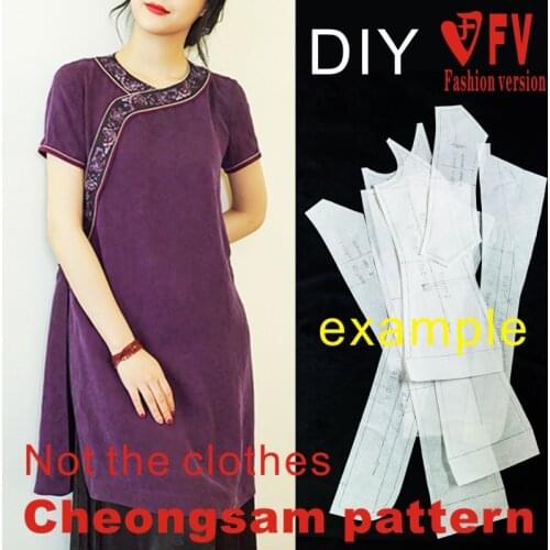 DIY handmade clothing pattern fragrant cloud yarn improved mid-length style cheongsam sewing drawing 1:1 pattern physical BQP-67