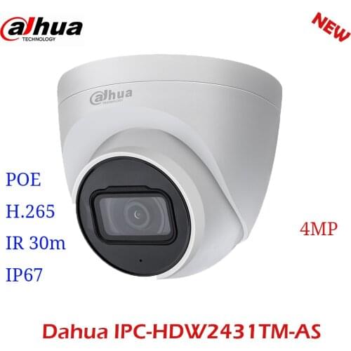 Dahua IP Camera Dome IPC-HDW2431TM-AS 4MP HD POE Camera Built in MIC SD Card Slot H.265 IP67 Starlight IVS Surveillance Camera