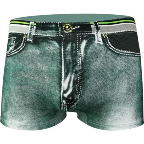 Boxer Shorts 3D Cowboy Printed Dollar Pocket Men Underpants Skin-friendly Fake Jeans Stretchy Boxer Briefs for Inside Wear Brief