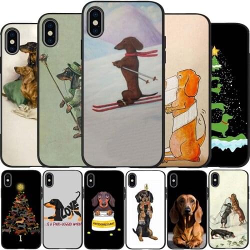 Dachshund dog black Silicone Phone Case For iPhone 12 XR XS Max 5 5S SE 2020 6 6S 7 8 PLUS X 11Pro Max 11 Cover