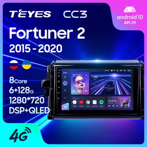 TEYES CC3 For Toyota Fortuner 2 2015 - 2020 Car Radio Multimedia Video Player Navigation stereo GPS Android 10 No 2din 2 din dvd