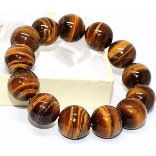 High grade unisex multicolor bracelet 2 style 18mm natural stone yellow Africa tiger eye round beads bangle jewels 7.5inch B1682
