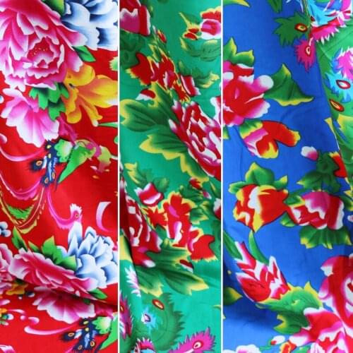 100cm*145cm peony phoenix clothing sewing bourette dress material ethnic print rayon fabric