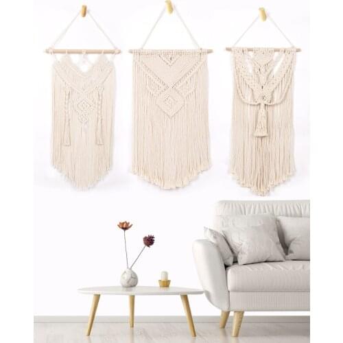 1PC New Wall-mounted Tassel Hand Woven Cotton Rope Tapestry Bohemian Style Tapestry Geometric Art Beautiful Home Decoration