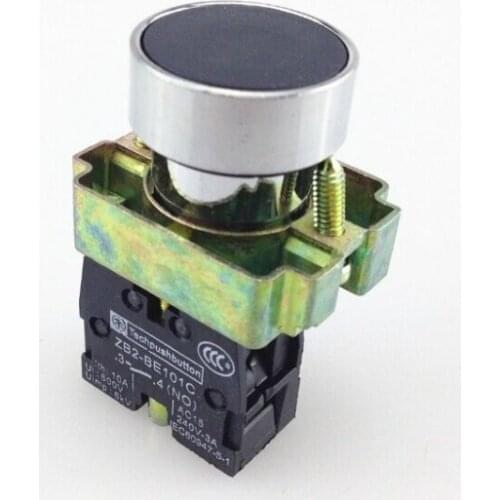 10Pcs/Lot BA21 XB2-BA21 Black Self-reset Momentary Flush Pushbutton 1 N/O Flat Push Button Switch