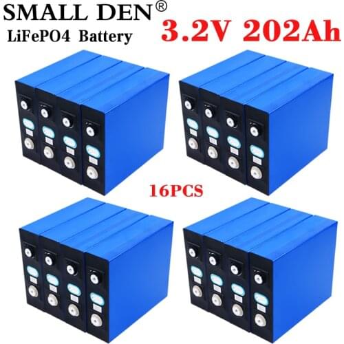 16PCS NEW 3.2V 200Ah lifepo4 battery 3C High power DIY 12V 24V 36v Solar Storage Inverter golf cart Electric car EU US Tax Free