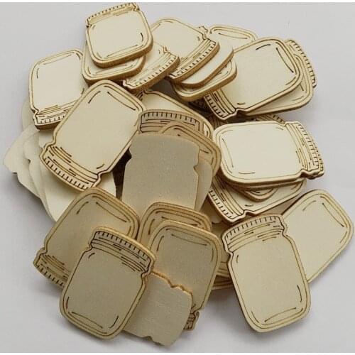 20pcs Bottle Shape Wood Ornaments Handmade Craft DIY Scrapbook Unfinished Wooden Slices Accessories Festival Party Home Decor