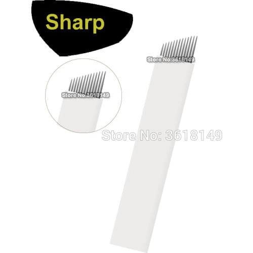 200pcs Lamina Agulhas Tebori Agujas 12 Flex Microblading Needles Permenent Makeup Pins Tattoo Needle for Manual Eyebrow Pen