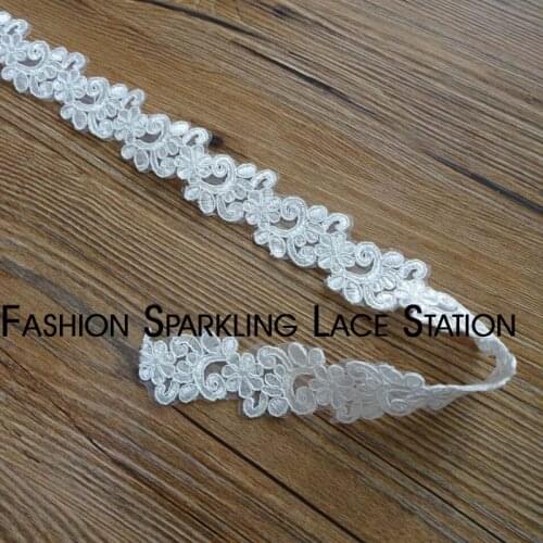 6yards Delicate 3.5cm white Codring Fabric Flower Venise Venice wedding dress headwear Lace Trim