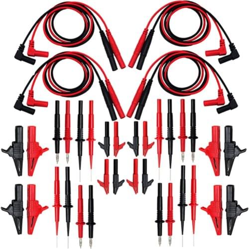 Aidetek Four Automotive Test Lead Kit Shielded Alligator Clips and Large Crocodile Clips for Multimeter 4TLP20159