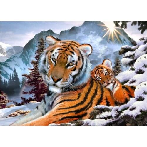 5D DIY diamond painting full square / round diamond "wolf tiger" diamond embroidered cross stitch, mosaic, home decoration, gift