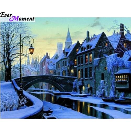 Diamond embroidery diamond painting cross stitch kits Snow scene rhinestone Mosaic pattern home sticker gift Needlework ASF486