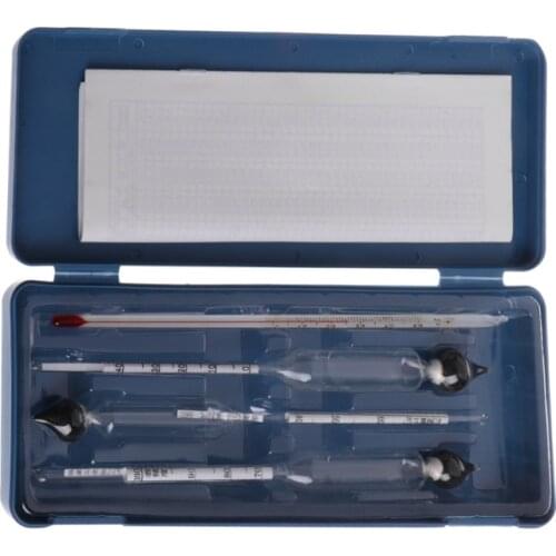Hydrometer Tester Vintage measuring bottle wooden and Plastic box Set Tools Alcoholmeter Alcohol Meter Wine Concentration Meter