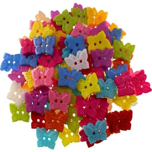 Free Shipping 50pcs Mixed Colors Butterfly Shape Nylon Buttons Fit Sewing craft Scrapbooking 18x15mm