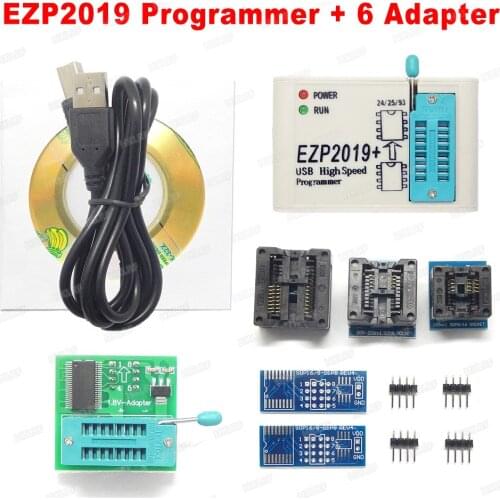 Free shipping Newest EZP2019 High-Speed USB SPI Programmer+6 Adapters Support 24 25 93 EEPROM 25 Flash Bios Chip