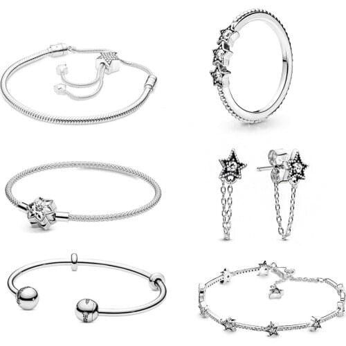 Winter New Fashion Celestial Stars, Slider, Meteor Opening, Colorful Snowflake Buckle Mesh Bracelet Original Ladies Jewelry Gift