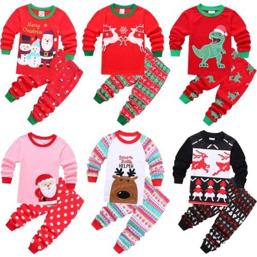 Kids Christmas Pajamas Set Cute Cartoon Infant Boys Girls Homewear Cotton Children Clothing Sleepwear 1-6 Year Baby Girl Clothes