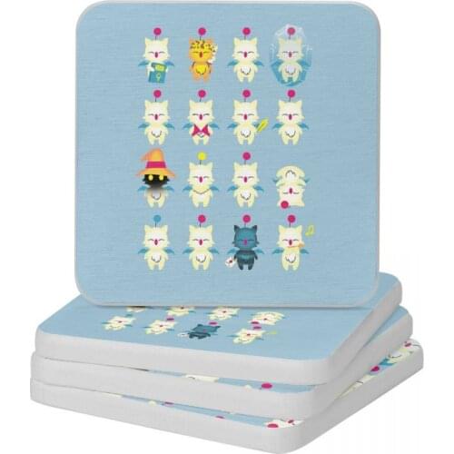 Final Fantasy IX Moogle Medley Diatomaceous Earth Square Round Coaster Water Absorption Cup Bonsai Mat Soap Pad 10x10cm