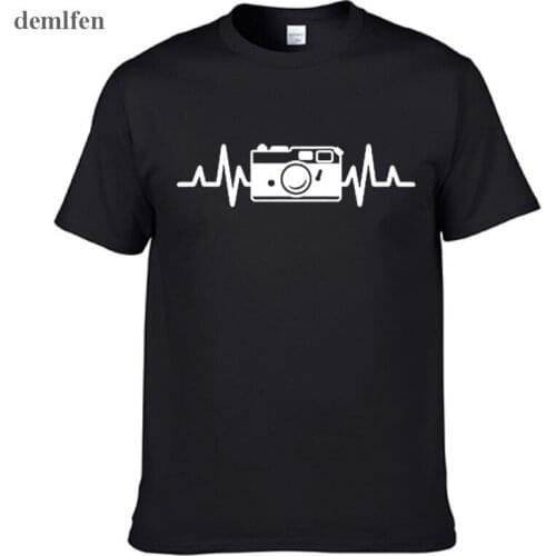 Heartbeat Of Camera T Shirts Men New Summer Short Sleeve Cotton Fashion Photographer T-shirts Funny Male Tee Tops