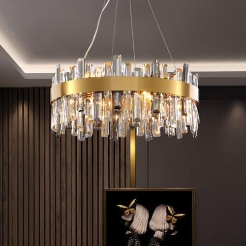 Living room crystal round chandelier retro design luxury modern lamps bedroom study dining room interior lamps