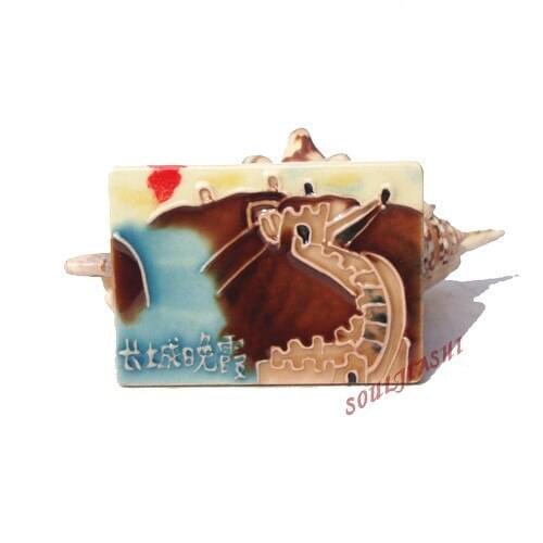 Ceramic Magnetic Fridge Magnet Message Post China Great Wall Evening Glow Beijing Souvenir Handmade Gifts