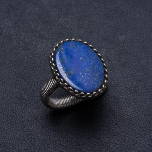 Natural Lapis Lazuli Handmade Unique 925 Sterling Silver Ring, US size 7 X2230
