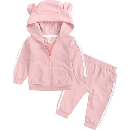 New Spring Autumn Clothing Girls Clothes Set Sportswear Hooded Coat+ Striped pants 2PCS Kids Tracksuit Sport Toddler Girls Suit